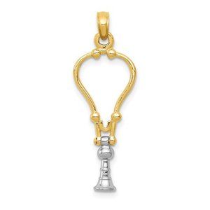 14k Yellow, White, 2T Gold 3-D Stethoscope Novelty Necklace Charm Pendant doctor